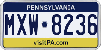 PA license plate MXW8236