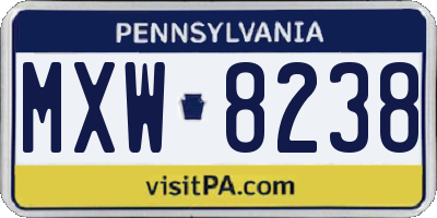 PA license plate MXW8238