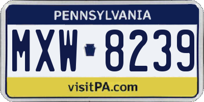 PA license plate MXW8239