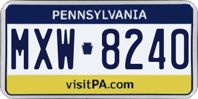 PA license plate MXW8240