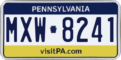 PA license plate MXW8241