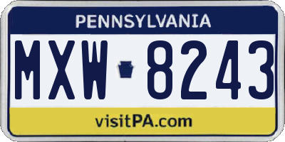PA license plate MXW8243
