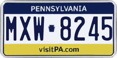PA license plate MXW8245