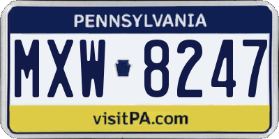 PA license plate MXW8247