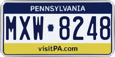 PA license plate MXW8248