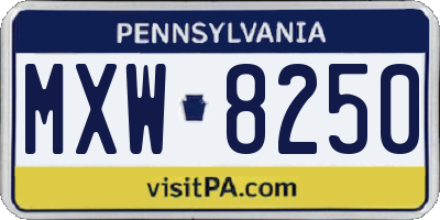 PA license plate MXW8250