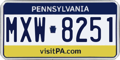 PA license plate MXW8251
