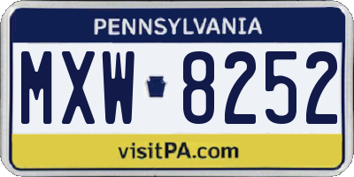 PA license plate MXW8252