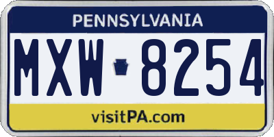 PA license plate MXW8254