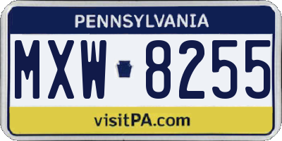 PA license plate MXW8255