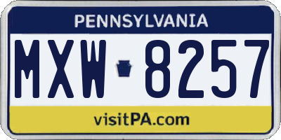PA license plate MXW8257