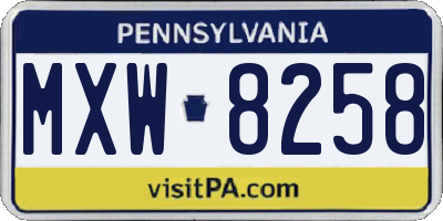 PA license plate MXW8258