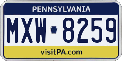 PA license plate MXW8259