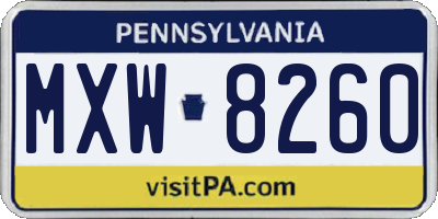 PA license plate MXW8260