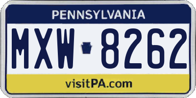 PA license plate MXW8262