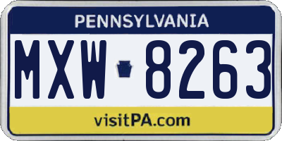 PA license plate MXW8263