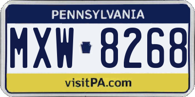 PA license plate MXW8268