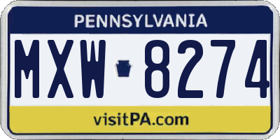 PA license plate MXW8274