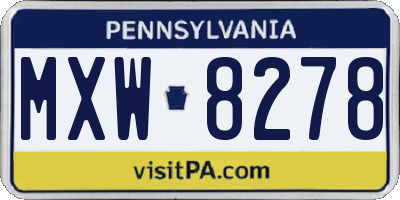 PA license plate MXW8278