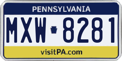 PA license plate MXW8281