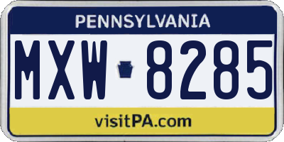 PA license plate MXW8285