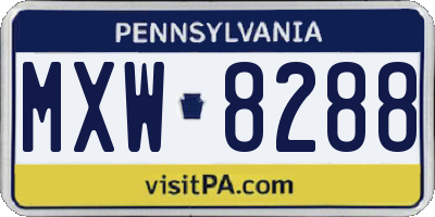 PA license plate MXW8288