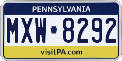 PA license plate MXW8292