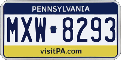PA license plate MXW8293