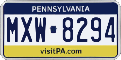 PA license plate MXW8294