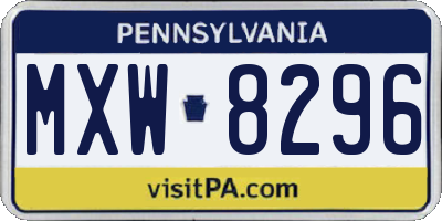 PA license plate MXW8296