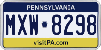 PA license plate MXW8298