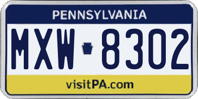 PA license plate MXW8302