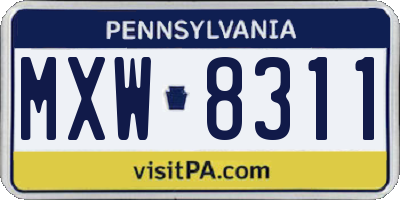 PA license plate MXW8311