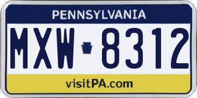 PA license plate MXW8312