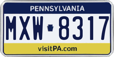PA license plate MXW8317