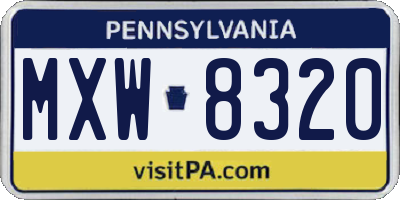 PA license plate MXW8320