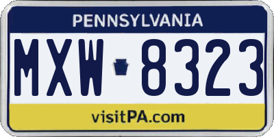PA license plate MXW8323