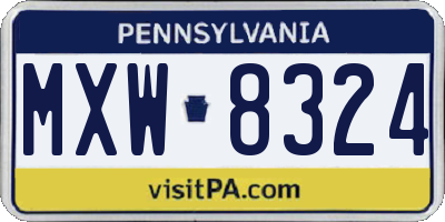 PA license plate MXW8324