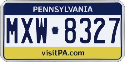 PA license plate MXW8327