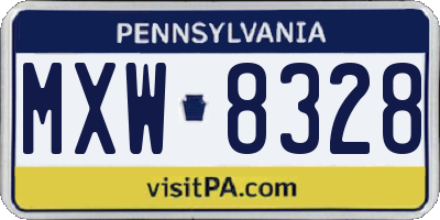 PA license plate MXW8328