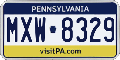 PA license plate MXW8329