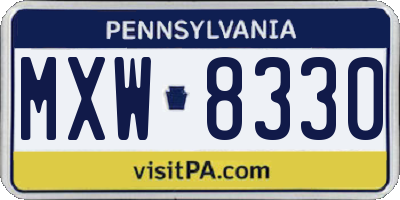 PA license plate MXW8330
