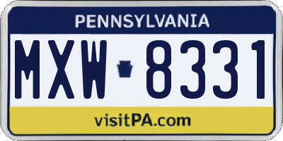 PA license plate MXW8331