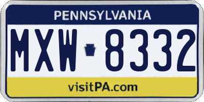 PA license plate MXW8332