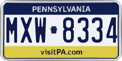 PA license plate MXW8334