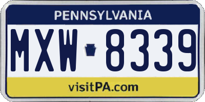 PA license plate MXW8339