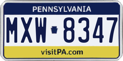 PA license plate MXW8347