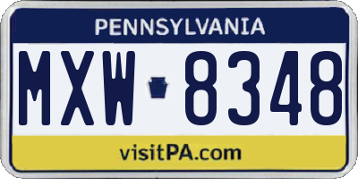 PA license plate MXW8348