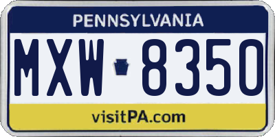 PA license plate MXW8350