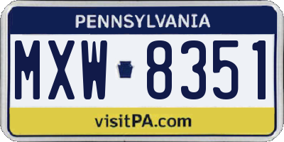 PA license plate MXW8351